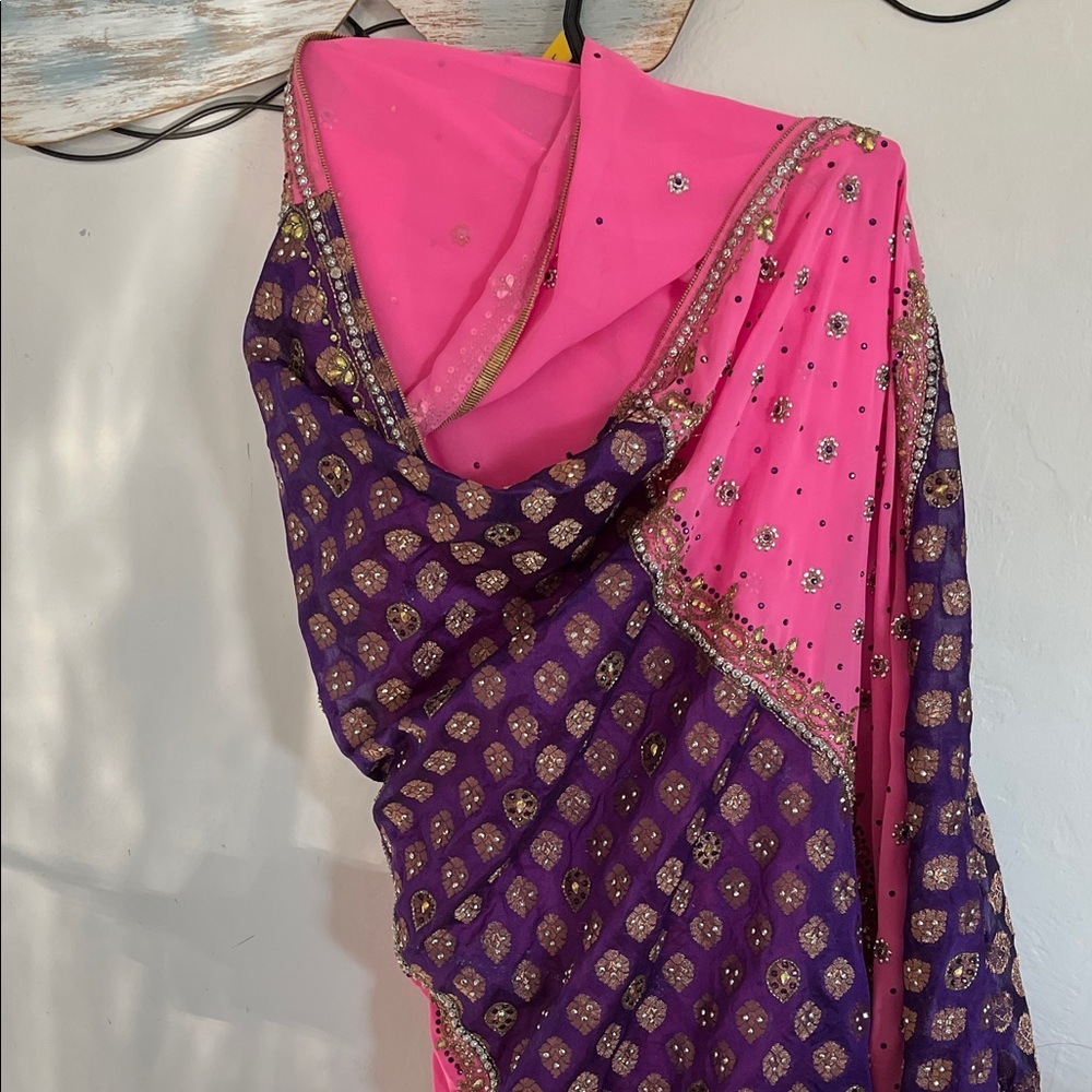 Elegant Strapless Pink and Purple Dress